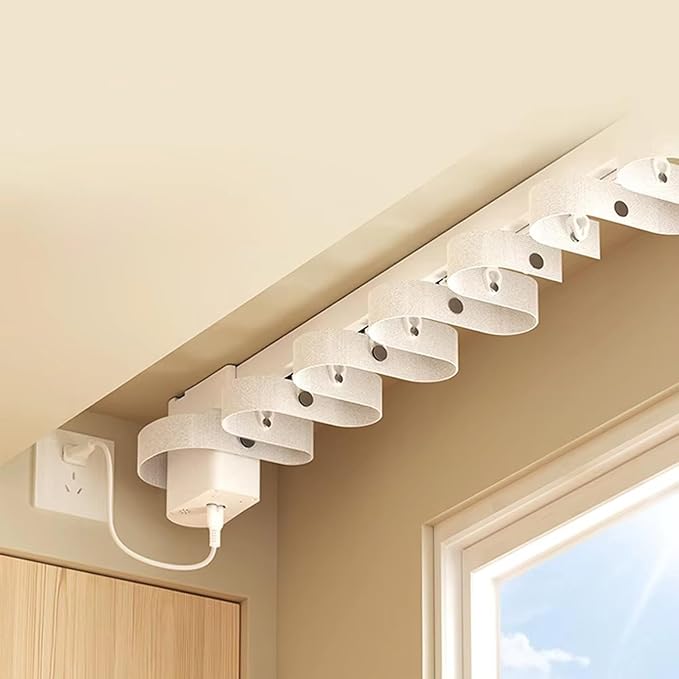 Matter Smart Curtain Track System, Automatic Motorized Ripple Fold Rod with Remote, WiFi Electric Curtains Compatible with Apple Home, Alexa, Google Home (5 meters (196.8 inches))