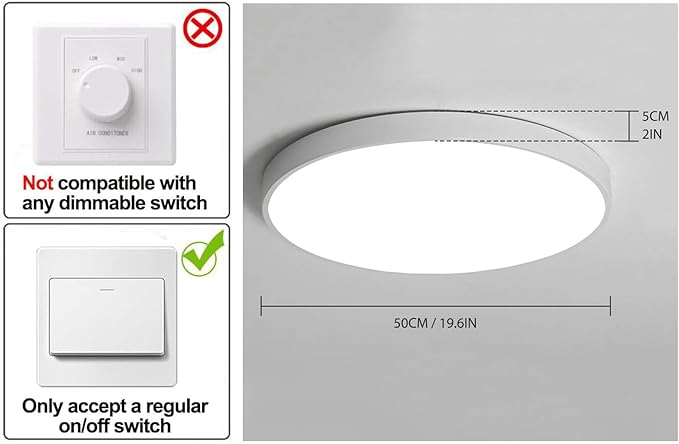 Ganeed LED Ceiling Lights,39W 19.6Inch Modern Ceiling Lamp,Flush Mount Lighting Fixture Round,6500K Cool White Ceiling Lighting for Dining Hallway Living Kitchen Bedroom Room