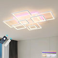 Modern LED Ceiling Light, 100W Dimmable LED Chandelier Black Flush Mount Ceiling Lights, Remote Control Acrylic Ring Ceiling Lamp Fixture for Living Room Dining Room Bedroom,White,3000-6000K