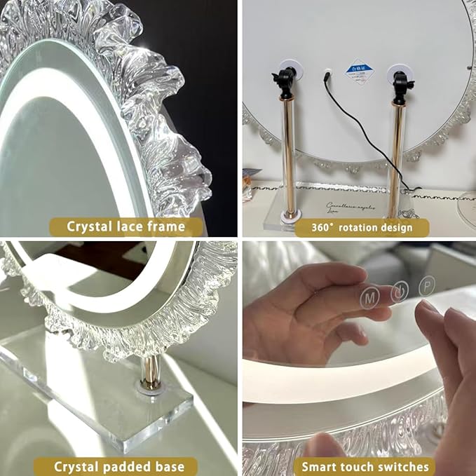 Vanity Mirror with Lights, 20.87 * 23.62" LED Makeup Mirror, Lighted Makeup Mirror with Lights, Smart Touch Control Dimmable 3 Modes Light, Lighted Up Mirror for Makeup Desk