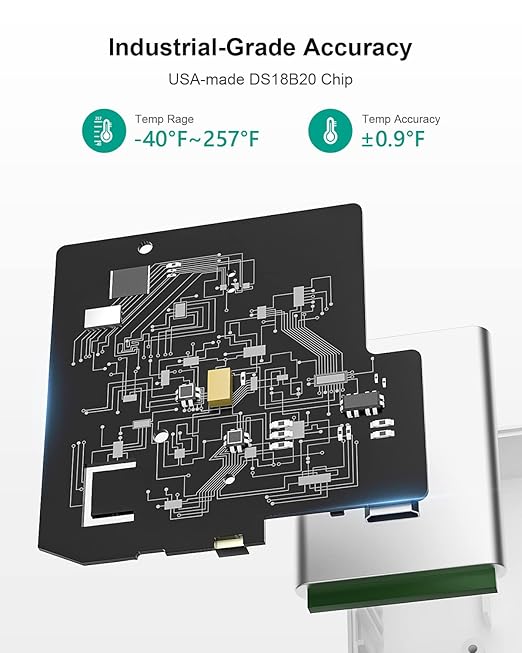 MOCREO WiFi Thermometer Freezer Alarm, Email Alert, App Notification, Data Record Export, No Subscription Fee, 2 Remote Wireless Temperature Sensors for Refrigerator, Freezer, Hot Tub