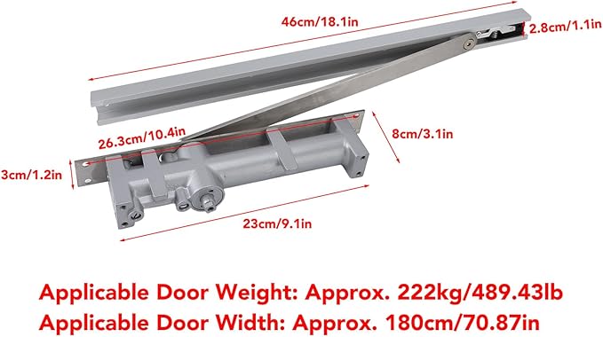 Superior Zinc Alloy Adjustable Automatic Door Closer, HeavyDuty Hydraulic Spring, Ideal for Commercial and Residential Use, Enables 90-Degrees Door Closure