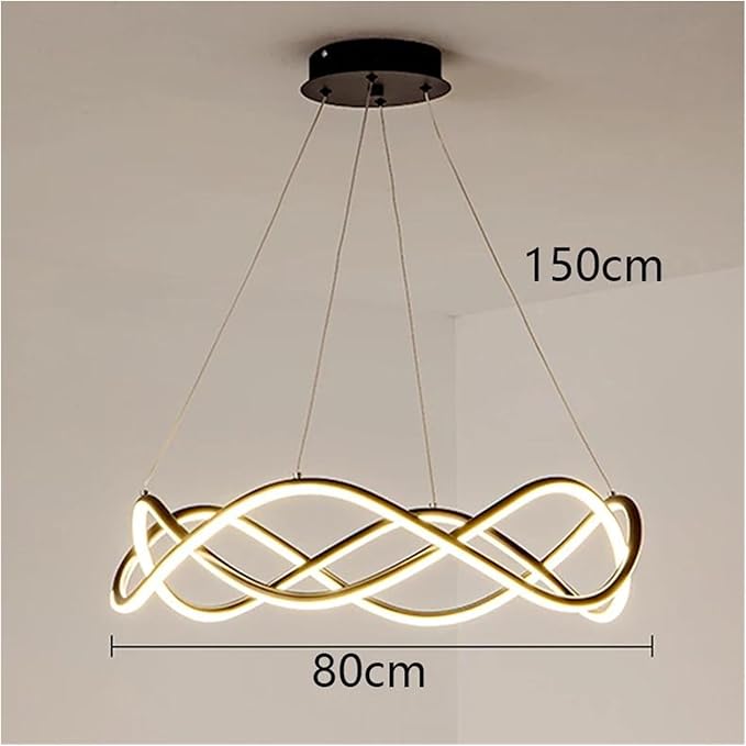Modern Home Decor Led Lights Pendant Light Lamps for Living Room Chandeliers for Dining Hanging Indoor Lighting,Modern LED Chandelier(RC Remote dimming,Black-D80cm)