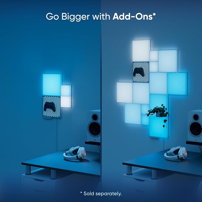 Nanoleaf Smart LED Light Panels 6 Pack, Blocks Squares Wall Lights with Music Sync, WiFi Smarter Kit RGBW Gaming Lights Compatible with Alexa, DIY Wall Decor Light for Bedroom