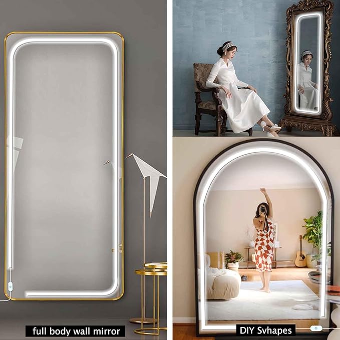 Led Vanity Mirror Lights, 13.2FT 6000k Full Body Mirror Light Strip, Stick on Vanity Lights with AC Adapter Touch Control, Makeup Lighting for Full Body Mirror/Makeup Table/Bathroom