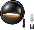 Gardenreet Solid Brass Deck Light - Low Voltage LED Step Light Outdoor, Landscape 12V Hardwired Waterproof, Round Black Lighting for Stair Fence Wall Yard with 2700K Warm White G4 Bulb