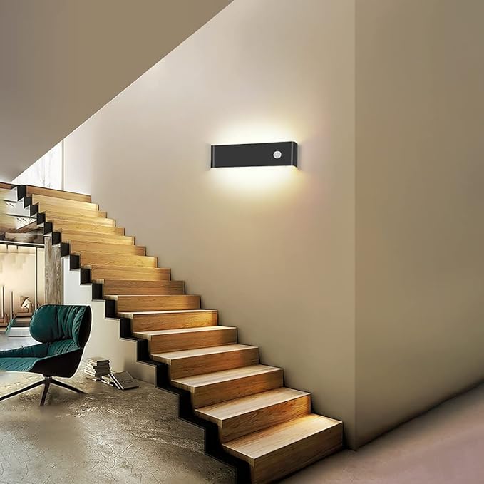 LED Hardwired Motion Sensor Light Indoor Wall Sconce, Motion Sensor Wall Light Indoor Sconce Wall Aluminum Modern Wall Sconce for Living Room Hallway Stair 12W Warm White(Not Battery Operated)