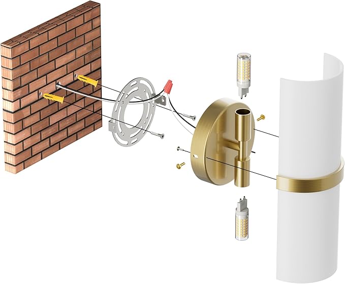 Gold LED Wall Sconce Set of 2 Indoor Hardwired for Living Room Bedroom Hallway Corridor Warm White 3000K (with G9 Bulbs)