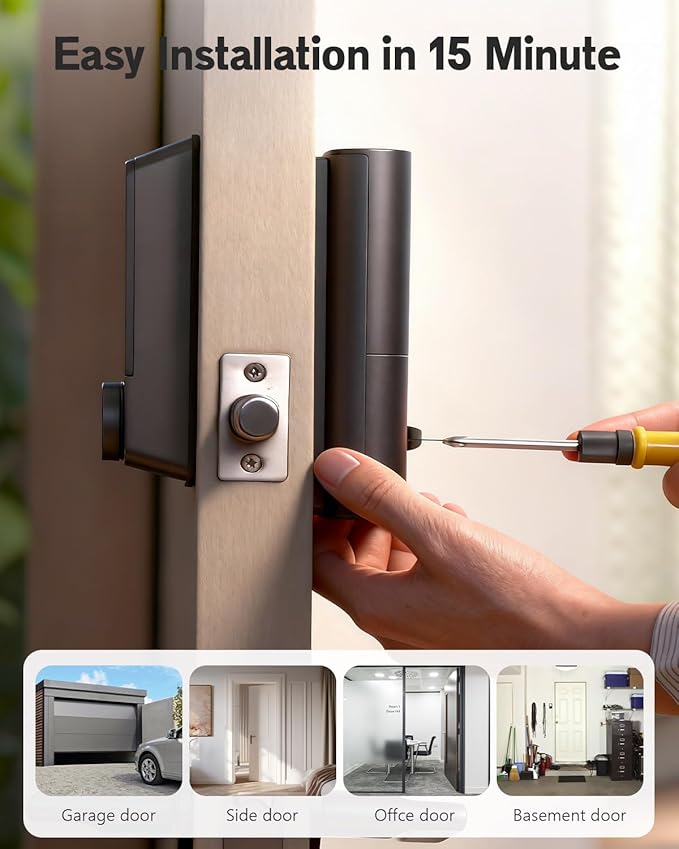 Smart Door Lock with Apple Home Key, Fingerprint Keyless Entry Door Lock Safety Keypad Deadbolt with Code, Built-in Wi-Fi, IP65, Supports Apple Homekit, Alexa, Google for Front Door or Back
