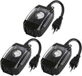 Outdoor Timer Outlet Waterproof, 24 Hour Mechanical Timer Outlet for Home and Garden, Single Grounded, 15A 3/4HP, Black, 3 Pack