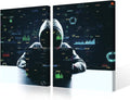 3 Pieces Hacker Malware Wall Art Poster on Canvas Framed Art Paintings Home Decor Big Data Modern Artwork Picture Giclee Print for Modern Home Framed Decoration, 24" Wx16 H