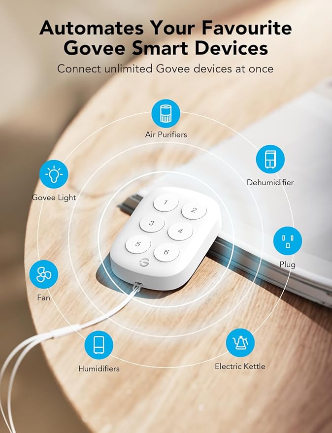 GoveeLife Wireless Mini Smart 6 Button Sensor, Group Control Multiple Devices, Versatile Control Button, Battery Powered, Supports Most GoveeLife Smart Products