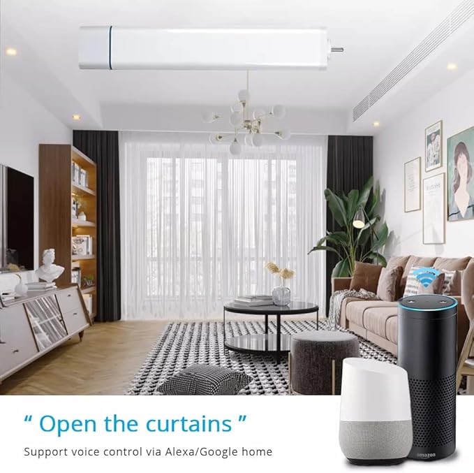 Smart Curtain Blind Motor WiFi Electric Remote Control Curtain Motor with DIY Tracks Alexa Echo Google Home Tuya WiFi Control Electric Stage Curtains(2.2M (86.6 inch))