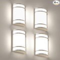 LED Indoor Wall Mount Light Fixture, Brushed Nickel Wall Sconce Lighting, 3000K 4000K 5000K Adjustable, Half Cylinder Hallway Light Fixture for Living Room Bedroom Porch 4 Pack