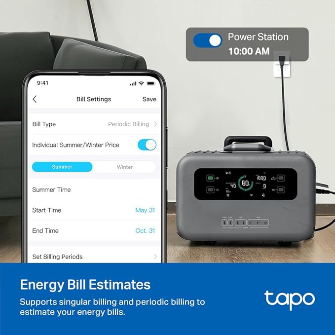 TP-Link 𝗧𝗮𝗽𝗼 Smart Plug Wi-Fi Mini, Energy Monitoring, Compatible with Alexa & Google Home & Samsung SmartThings, Timer, 15A/1800W Max, ETL Certified, 2.4G Wi-Fi Only, Tapo P115(2-Pack)