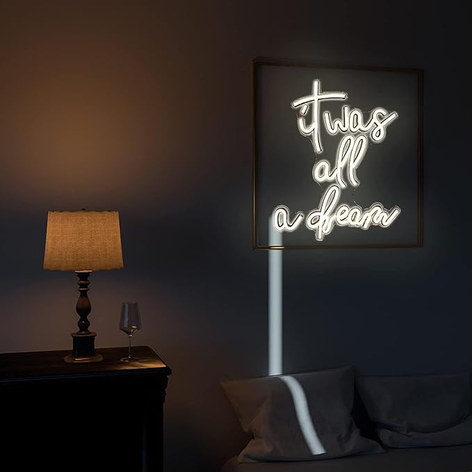 It was All a Dream Neon Signs Pink Led Sign Wedding Neon Lights for Wall Decor USB Powered Switch Dimmable Led Neon Sign for Wedding Decoration Birthday Party Girls Bedroom