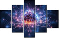 Canvas Wall Art Neural Network Wall Art for Bedroom Artificial Intelligence Concept Wall Decor Art Painting 5 Pieces Smart Brain Modern Artwork for Office Home Decor Ready to Hang (60"Wx40"H)