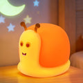Cute Snail Night Light 2 Brightness Adjustable Fun Orange Slug Light with 30/60 Min Timer Squishy Nursery Breastfeeding Nightlight Rechargeable Silicone Touch Bedside Lamp for Home Bedroom Dorm Decor
