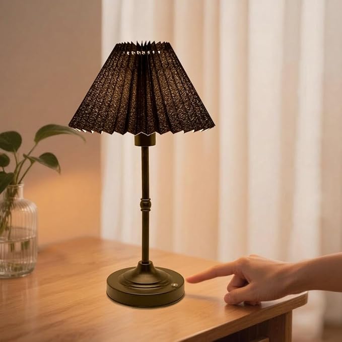 Cordless LED Table Lamp with Dimmer, Built-in Rechargeable Battery, 3-Level Brightness, Patio Table Lamp, Bedside Night Lamp, Ambient Light Desk Lamp for Home Decor Restaurant, Gift for Men