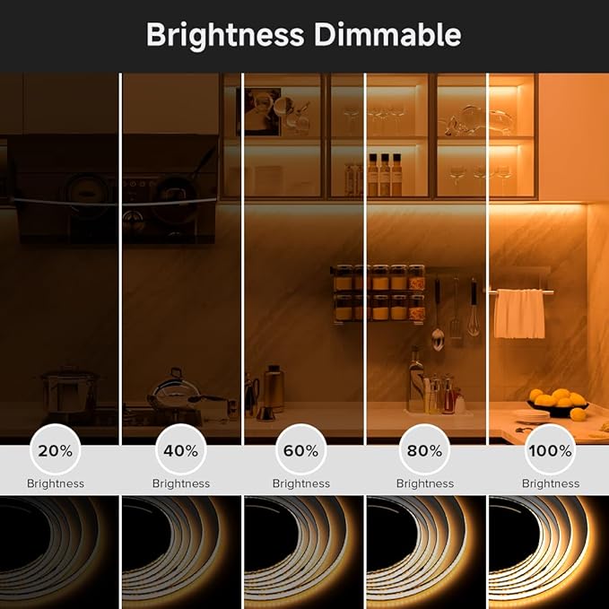 BTF-LIGHTING FCOB COB FOB LED Strip Lights 5V USB Powered 6.56FT 640LEDs Warm White 2700K 8mm Width Dimmable CRI 90+ with 3M Tape Flexible High Density for 3D Printer TV Backlight PC DIY Decor