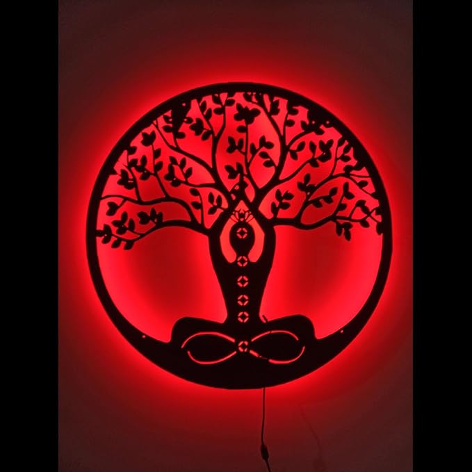 Led Tree Branch Lights For Wall, Meditation Tree Of Life Metal Wall Art With Rgb Led Light, Custom Meditation Wall Decor, Meditation Neon Light Sign, Meditation Gift Decor, 6 inches