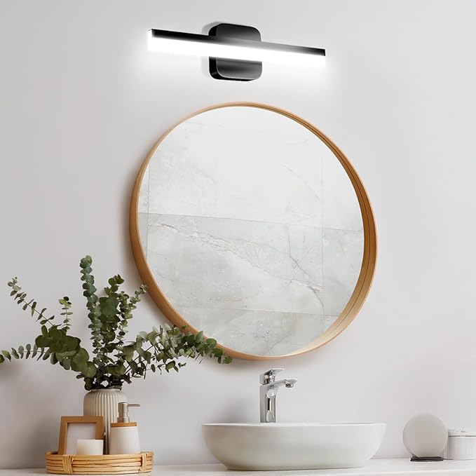Yarra-Decor 16-inch LED Bathroom Vanity Light Bar,Vanity Lighting Fixtures for Mirror Illumination,Indoor Daylight White Wall Light 6000K (Black)