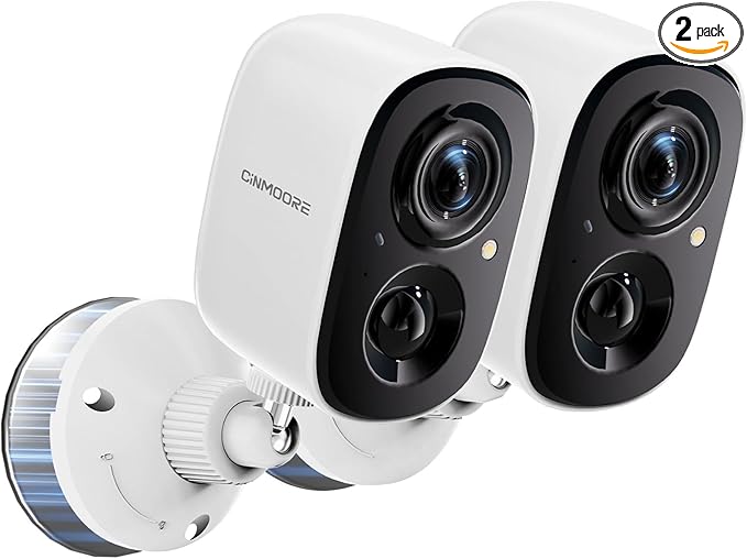 2.5K Wireless Home Security Cameras 2-Pack, Outdoor WiFi Non-Subscription AI Person Detection, 4MP Color Night Vision, Full Duplex 2-Way Audio, IP66 Waterproof Battery Powered, U.S. AWS Cloud