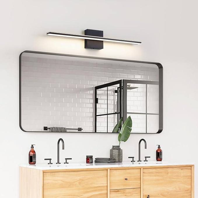 Vanity Light for Bathroom Lighting Fixtures Over Mirror 24 Inch Dimmable 5CCT Modern Vanity Lights Black Bathroom Light Bar Bath Wall Sconce 18W