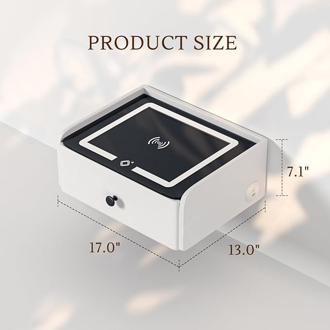 HOMEMORE Floating Nightstand with Charging Station Bedside Table LED Smart Bedside Table Wall Mounted Nightstand White