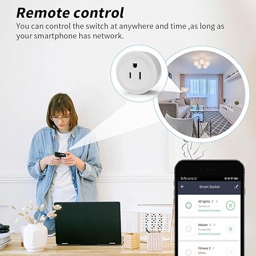 WiFi Smart Plug | Smart Outlet Compatible with Alexa & Google Home | Timer & Remote Control Smart Switch | No Hub Required 2.4GHz