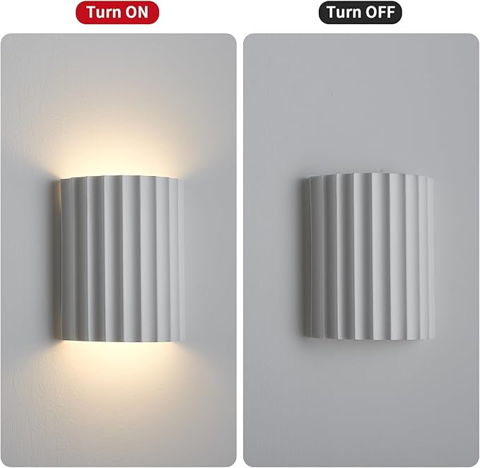 White Gypsum Modern LED Wall Sconces Wall Lighting Set of 2, Indoor Hardwired Walls Mount Light Fixtures Up Down Lamp for Hallway Bedroom Living Room Dining Room【Bulbs Included】