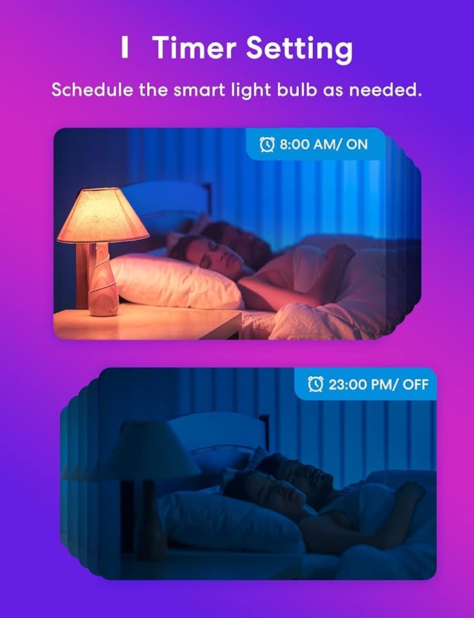 meross Smart Light Bulb, Smart WiFi LED Bulbs Works with Alexa, Google Home, Dimmable E26 Multicolor 2700K-6500K RGB, 810 Lumens 60W Equivalent, No Hub Required (4)