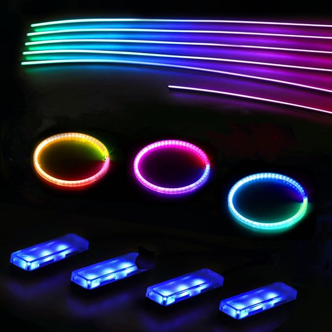 KENANEK Ambient Lighting Car Interior LED Strip Lights 18-in-1, 43.31inch Acrylic Dreamcolor Car Ambient Lighting Kit with Music Sync, APP Control, Interior LED Lighting for Cars SUVs Trucks