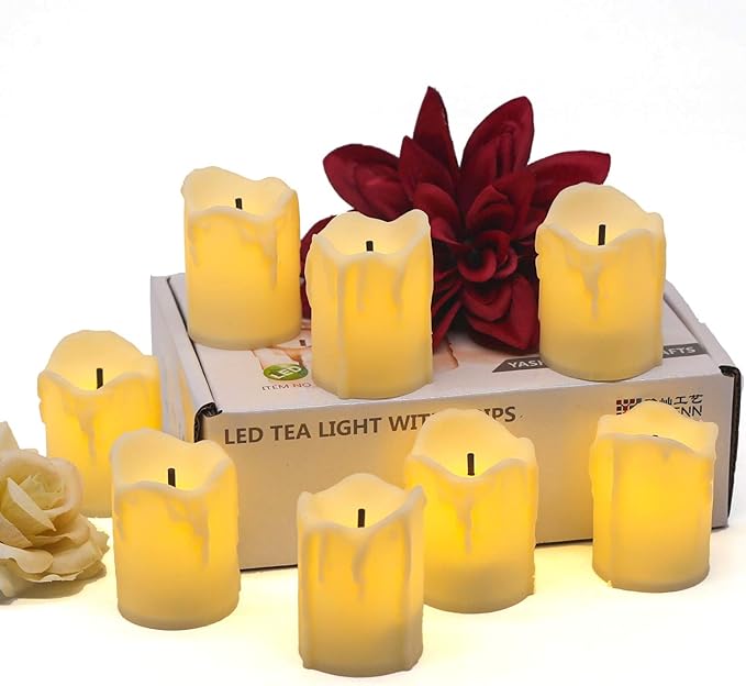 YASENN Led Tea Lights Candles Battery Operated Candle LED Flameless Candle Drips Votive Candle Fake Candles for Halloween Thanksgiving Christmas Decorations(1.5"x2" 12pack)