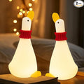 Duck Night Light Silicone Cute Dorm Bedroom Home Decor Night Light for Breastfeeding Squishy Duck Nightlight Cordless Rechargeable Dimmable Touch Fun Bedside Desk Lamp for Christmas Gifts (Twin Ducks)