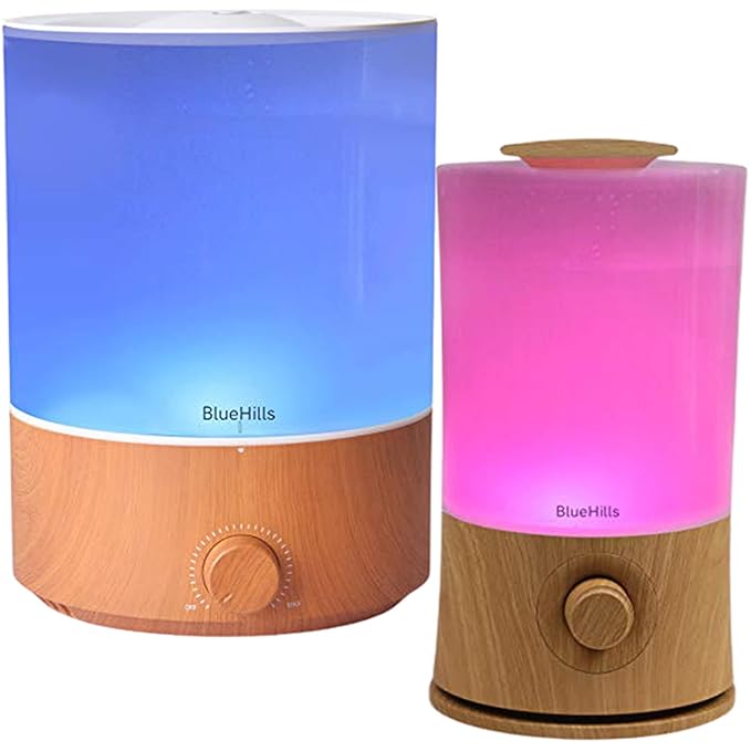 BlueHills Premium Set of Two Large 2000 ML and 4000 ML XL Essential Oil Diffusers Humidifier Combo for Large Room Home with Décor LED Lights Great Gift – Value Pack of Wood Grain.