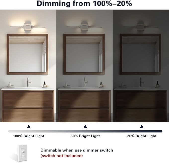 Joossnwell Brushed Nickel Bathroom Vanity Lights Fixtures Over Mirror 5CCT Dimmable Bathroom Light Fixture Modern Vanity Lighting Bar Led Bath Vanity Light 23 Inch Wall Lamp