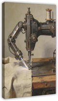 Framed Steampunk Mechanical Sewing Machine Wall Art - Retro Industrial Workshop Poster for Home Office Studio Decor 12x18inch(30x45cm)