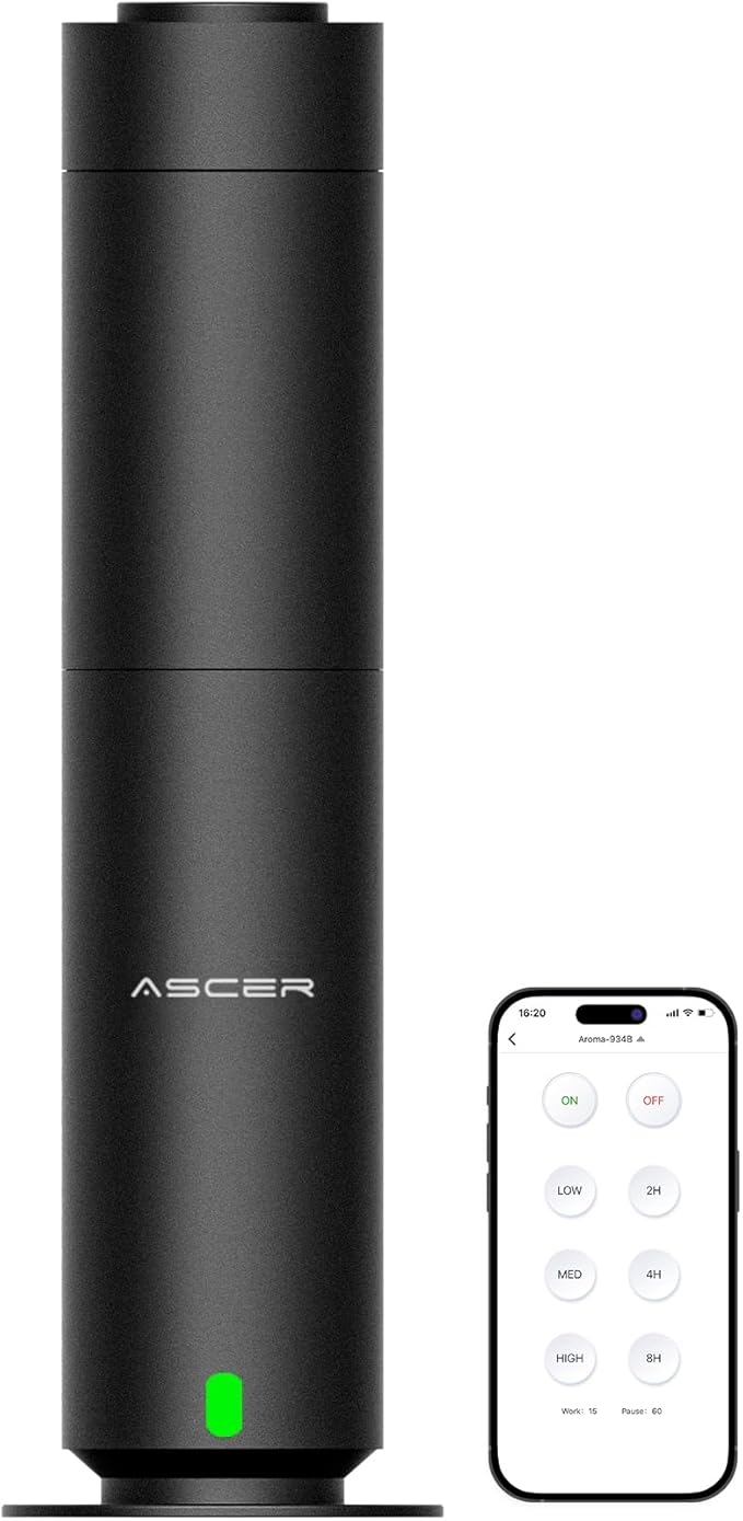 Diffuser - Hotel Scent Diffuser Machine - Remoter & APP Control - Studio Scent Diffusers for Whole House - Scent Air Machine for Home - Waterless Essential Oil Diffusers for Large Room,Office - Black