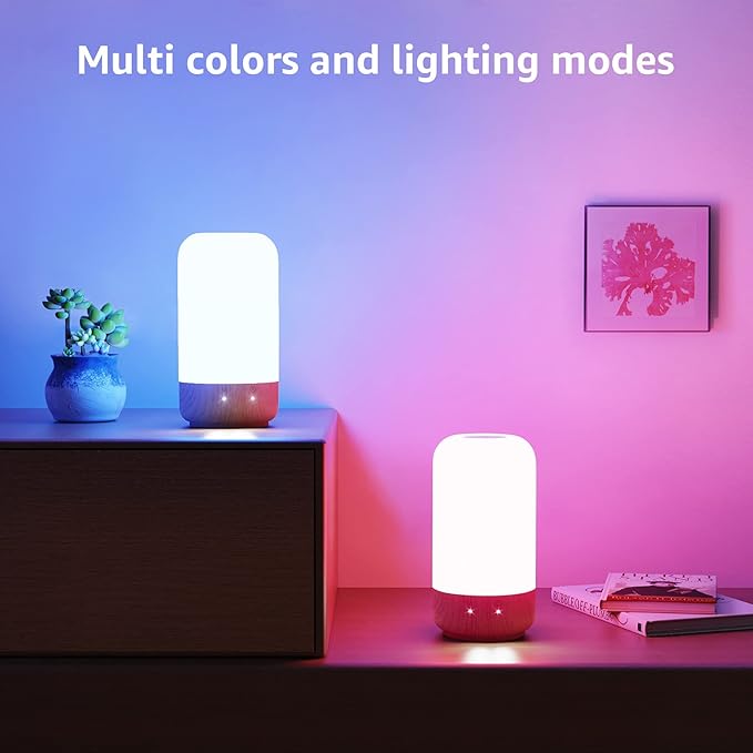 Lepro Table Lamp, LED Touch Lamp for Bedroom, Dimmable Bedside Night Light with Auto-off Timer, 350lm Tunable Soft Warm White, Daylight Cool White, RGB Color Changing Mood Lighting, Wood Grain