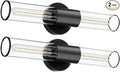 Bathroom Vanity Light Fixture, 2-Light Black Wall Sconce Lighting Fixture with Clear Glass, Indoor E26 Socket Wall Lamp for Mirror Living Room Hallway, 2 Pack