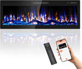 50" Smart WiFi Electric Fireplace with Sound Crackling Narrow Bezel Recessed and Wall Mounted Fireplace Heater with App, Remote Control, Log Flame Option, 750/1500W