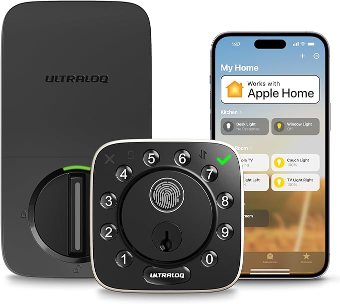 ULTRALOQ Bolt Fingerprint WiFi Smart Lock, Works with Apple Home, Siri, Alexa, 8-in-1 Keyless Entry with Fingerprint ID, App Remote Control, Keypad Deadbolt, BHMA Cert., Easy Install, 10 Mo. Battery