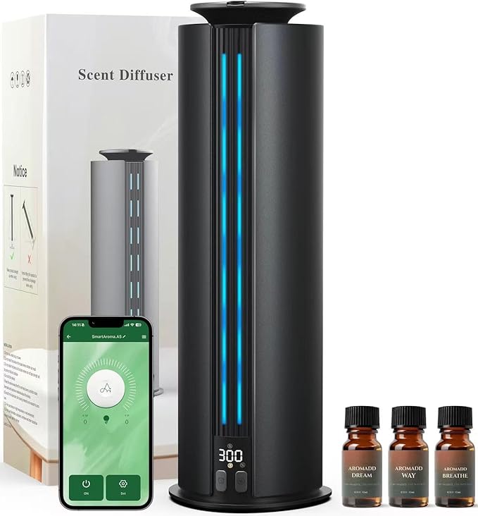 2026 Portable Waterless Diffuser, 1700 Sq Ft Hotel Collection Diffuser, 100ml Scent Air Machine for Home Cold Air Essential Oil Diffuser for Large Room Office, Quiet (Black)