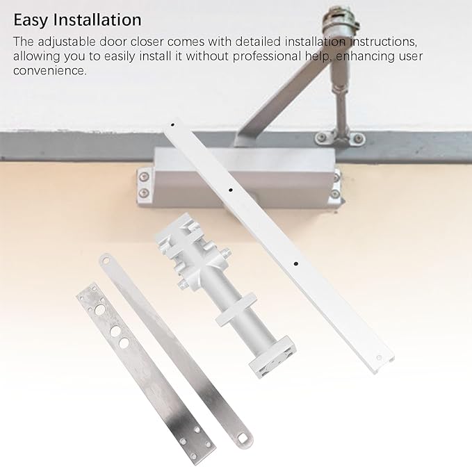 Automatic Door Closer Heavy Duty Adjustable Speed Hydraulic Spring Door Closer for Commercial Residential Use Aluminum Alloy 1100mm Width 40 65kg Capacity