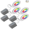 BAZZ WFDISK400WX4 Slim Disk Colors Smart Home Wi-Fi RGB LED Recessed Fixture Kit, Tunable, Dimmable, Alexa and Google Assistant Compatible, Damp Location, White. 4 Count, 4-in
