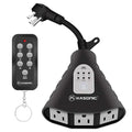K KASONIC - Outdoor Light Timer, Waterproof Plug in Sensor Outlet Timer Switch, 100 ft Range Remote Control with 3 Grounded Electrical Outlets for Home and Garden, ELT Listed