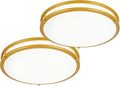 DLLT Flush Mount LED Ceiling Light: 2Pack 16 Inch 5CCT (3000K-6000K) & Dimmable Ceiling Light Fixtures for Bedroom Hallway - 36W Modern Gold Super Bright Kitchen Lighting Fixtures Ceiling