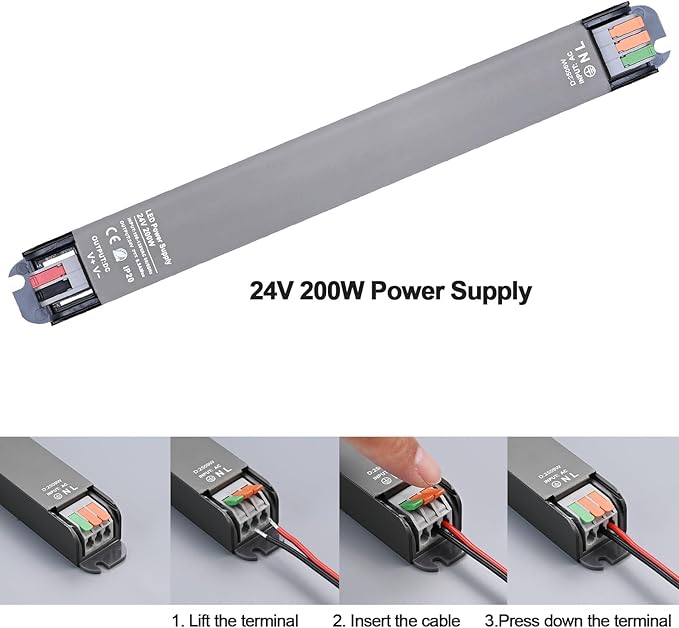 GOMING CCT COB LED Strip 24V 65.6ft/20M(2pcs X 32.8ft) 2700K-6500K Tunable White with 24V 200W Power Supply and Controller 576LEDs/M CRI 93+ Flexible IP20 Not Waterproof LED Tape Lights for Home Decor