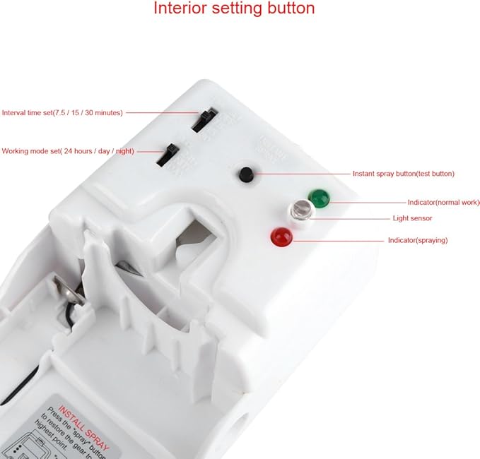 Home Wall Mounted Automatic Sprayer Indoor Automatic Air Freshener with Light Sensor Fragrance Aerosol Sprayer Programmable 7.5/15/ Timer